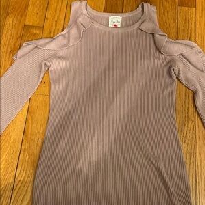 Cold Shoulder Ribbed Top in Taupe